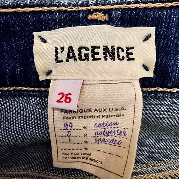 LAgence Women's Cropped Slim Fit Jeans Size 26 Blue Denim Frayed Hem - Picture 6 of 11